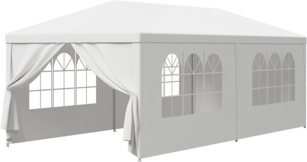 10' x 20' Outdoor White Waterproof Gazebo Canopy Tent with Removable Sidewalls Windows Heavy Duty Tent for Party Wedding Events Beach BBQ…