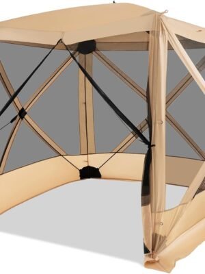 6.7x6.7 Ft Pop Up Gazebo with Netting, Portable Screen Tent with 4 Sided Mesh Walls, 2 Sunshade Cloths, UV 50+ Instant Canopy Shelter with Carry Bag for Camping, Lawn, Backyard