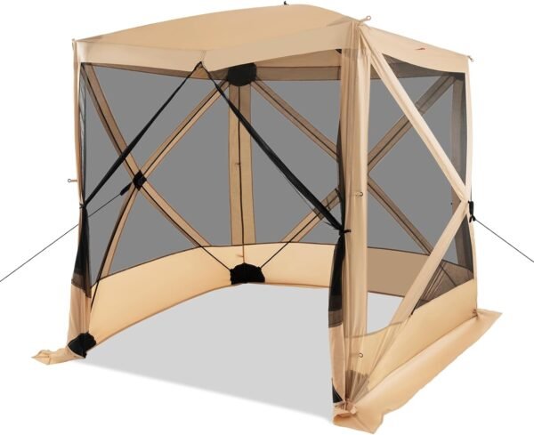 6.7x6.7 Ft Pop Up Gazebo with Netting, Portable Screen Tent with 4 Sided Mesh Walls, 2 Sunshade Cloths, UV 50+ Instant Canopy Shelter with Carry Bag for Camping, Lawn, Backyard