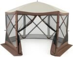 11.5x11.5 Ft Pop Up Gazebo with Netting, Portable Screen Tent with 6 Sided Mesh Walls, 2 Sunshade Cloths, Outdoor Instant Canopy Shelter with Carry Bag for Camping, Lawn, Backyard