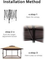 13x13FT Pop Up Gazebo,Canopy Tent with Mosquito Netting,Outdoor Patio Gazebo,Backyard Tent for Party,Wedding,Outdoor Dining(Khaki)