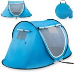 Pop Up Tent - Portable Tent for Camping 2 Person Pop Up with Double Doors - Water-Resistant and UV Protection - Foldable Cabana with Zipper and Carrying Bag - Sky Blue, 88.6"x47.2"x37.4"