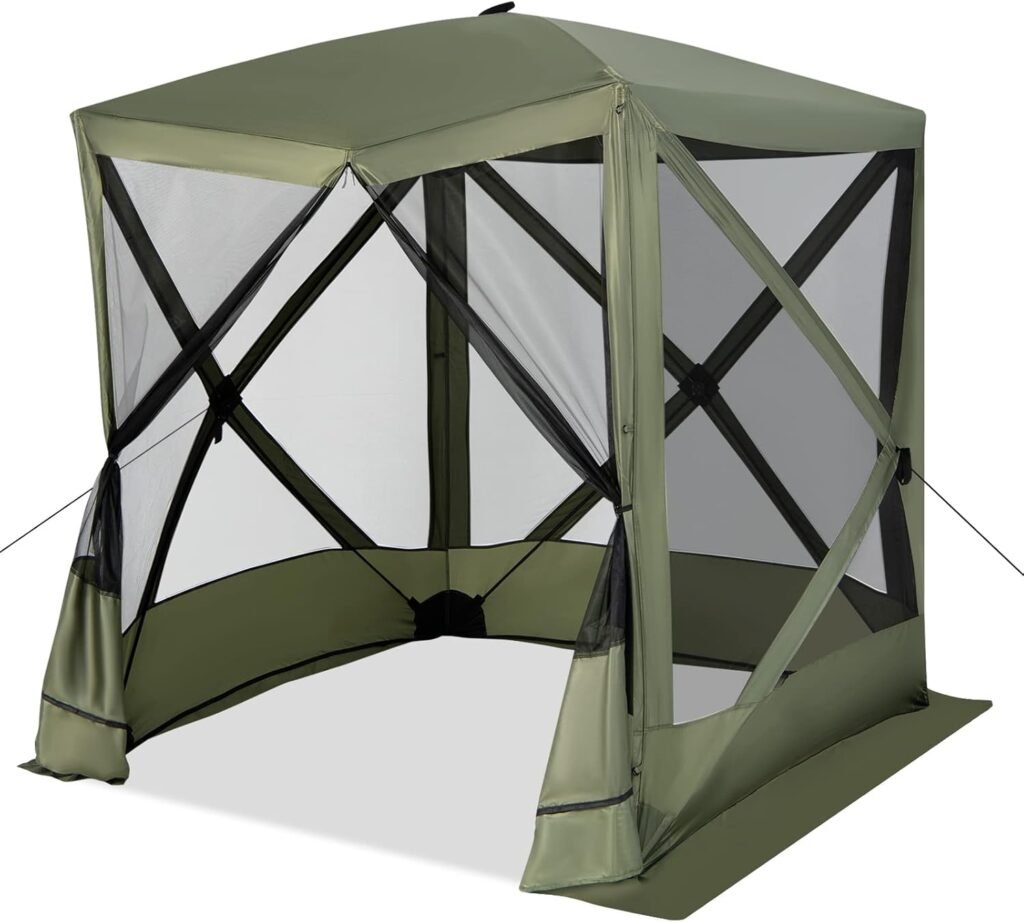 6.7x6.7 Ft Pop Up Gazebo with Netting, Portable Screen Tent with 4 Sided Mesh Walls, 2 Sunshade Cloths, UV 50+ Instant Canopy Shelter with Carry Bag for Camping, Lawn, Backyard
