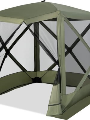 6.7x6.7 Ft Pop Up Gazebo with Netting, Portable Screen Tent with 4 Sided Mesh Walls, 2 Sunshade Cloths, UV 50+ Instant Canopy Shelter with Carry Bag for Camping, Lawn, Backyard