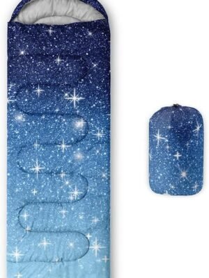 Kids Sleeping Bag for Boys and Girls,Mixed Color Star Dot-Lightweight Warm Portable Outdoor Indoor-Waterproof Cold Weather Resistant Sleeping Bag for Camping Hiking