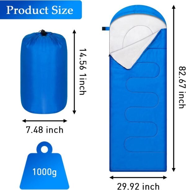 Sleeping Bags Portable Waterproof Camping Sleeping Bag for Adults Kids 4 Seasons Cold Weather or Warm Backpacking Hiking Mountaineering Indoor Outdoor Use