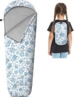 Kids Sleeping Bag for Girls Boys 3 Season Warm & Cool Weather Youth Camping Sleeping Bags with Backpacking Bag Waterproof for Traveling Hiking Indoor Outdoor Camping Essentials