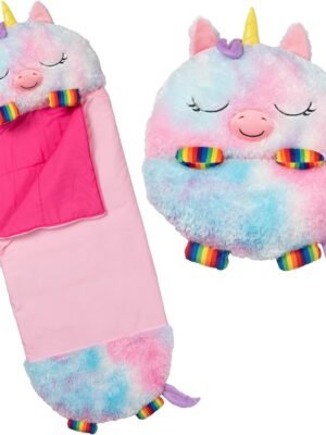Pillow & Sleepy Sack: Medium - Rainbow Unicorn - 54 x 20, Plush Animal Character, 2-in-1 Pillow Sleeping Bag, Play, Kids Ages 3+