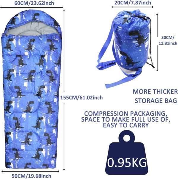 Kids Sleeping Bags - Camping Sleeping Bags with Carry Bag - Compact Sleeping Bag for Hiking, Backpacking 3 Season Warm & Cool Weather, Lightweight Waterproof Outdoor Travel for Boys Girls