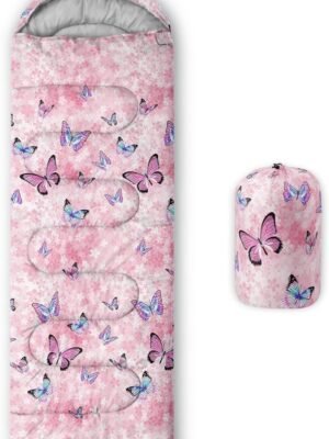 Kids Sleeping Bag for Boys Girls,Rocket Moon Print-Lightweight Warm Portable Outdoor Indoor-Waterproof Cold Weather Resistant Sleeping Bag for Camping Hiking