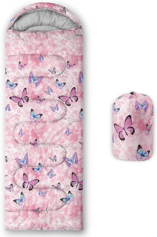 Kids Sleeping Bag for Boys Girls,Rocket Moon Print-Lightweight Warm Portable Outdoor Indoor-Waterproof Cold Weather Resistant Sleeping Bag for Camping Hiking