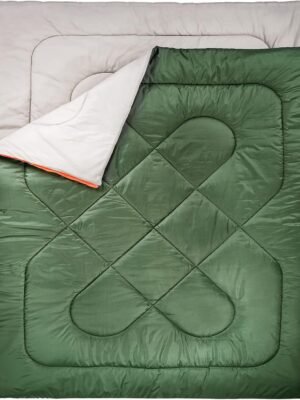 40°F Cool Weather Two-Person Sleeping Bag, 87 Inches x 59 Inches, Olive Green