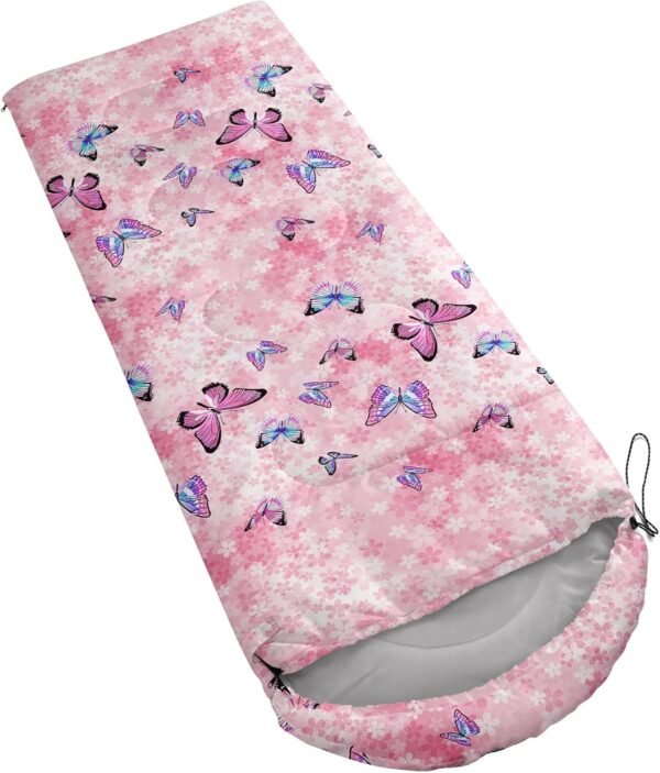 Kids Sleeping Bag for Boys Girls,Rocket Moon Print-Lightweight Warm Portable Outdoor Indoor-Waterproof Cold Weather Resistant Sleeping Bag for Camping Hiking