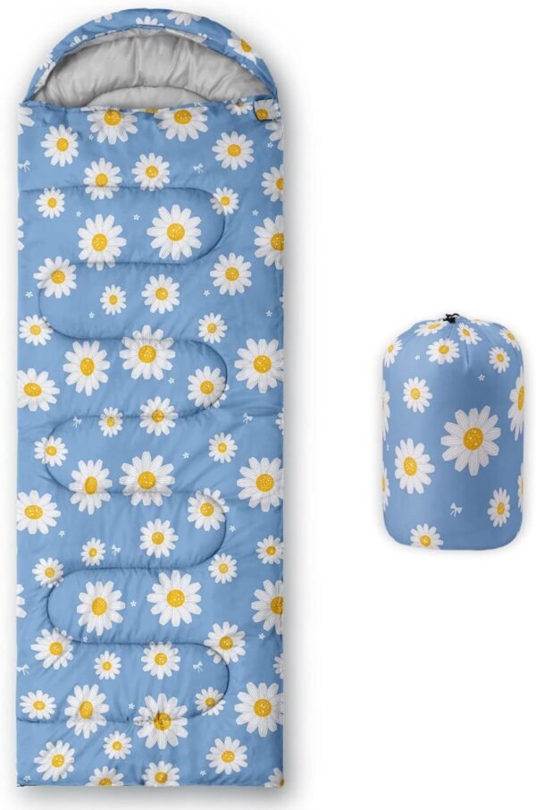 Kids Sleeping Bag for Boys Girls,Rocket Moon Print-Lightweight Warm Portable Outdoor Indoor-Waterproof Cold Weather Resistant Sleeping Bag for Camping Hiking