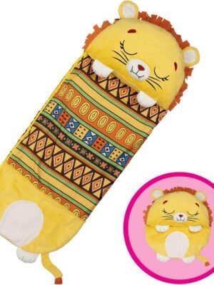 Pillow & Sleepy Sack- Comfy, Cozy, Compact, Super Soft, Warm, All Season, Sleeping Bag with Pillow- Lion (Medium)