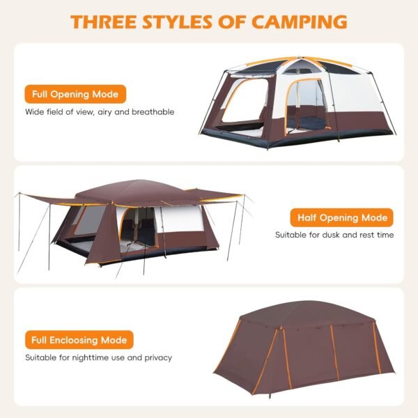 Camping Tent 4-6 Person, Double Layer, Multi-Room Family Cabin Tents with 3 Doors, Mesh Windows, Rainfly & Windproof, Large Waterpoof Tents for Outdoor Camping Hiking Picnic Gathering