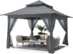 Pop Up Gazebo 13x13 - Outdoor Canopy Tent with Mosquito Netting for Patio Garden Backyard(Gray)