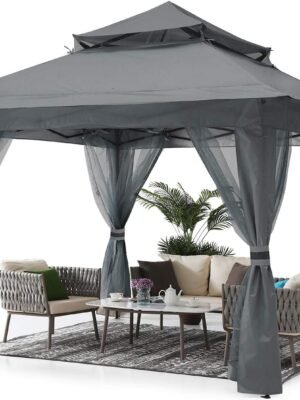Pop Up Gazebo 13x13 - Outdoor Canopy Tent with Mosquito Netting for Patio Garden Backyard(Gray)