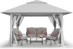 13x13 Pop Up Gazebo, Canopy Tent, Gazebos on Clearance - Outdoor Gazebo for Backyard & Patio Furniture  Pop Up Tent with Wheeled  Cover Bag (White)