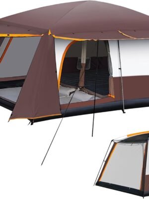 Camping Tent 4-6 Person, Double Layer, Multi-Room Family Cabin Tents with 3 Doors, Mesh Windows, Rainfly & Windproof, Large Waterpoof Tents for Outdoor Camping Hiking Picnic Gathering