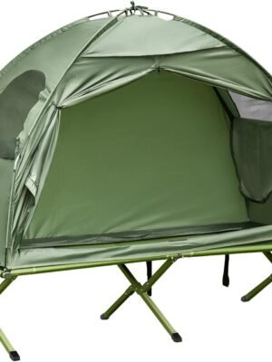 Camping Tent Cot, Single Person Folding Cot Combo, Off-Ground Tent, Covered Outdoor Bed with Carry Bag for Hiking, Camping