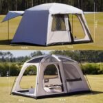 4-6 Person Camping Tent with 3 Door 2 Room Large Family Cabin Tents, Double Layer Waterproof Portable Glamping Tent, Big Tents for Outdoor Camping Hiking and Backpacking