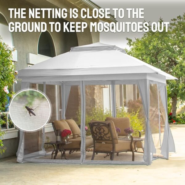 13x13 Pop Up Gazebo, Canopy Tent, Gazebos on Clearance - Outdoor Gazebo for Backyard & Patio Furniture  Pop Up Tent with Wheeled  Cover Bag (White)